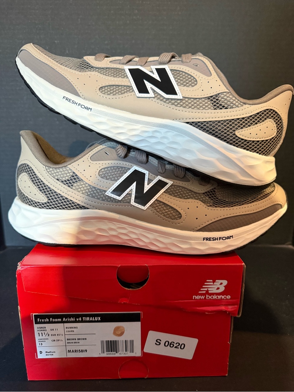 New Balance Men’s Fresh Foam Running Shoes - Taupe & White